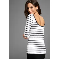 LAURA SCOTT Langarmshirt mit tiefem Rückenausschnitt Gr. 40/42, weiß