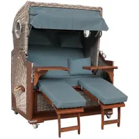 WebaVita Strandkorb Bali Grau aus Teak - Bullauge 2-Sitzer