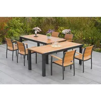 Merxx Gartenmöbel-Set Santorin 9-teilig Stapelsessel & Flex Ausziehtisch