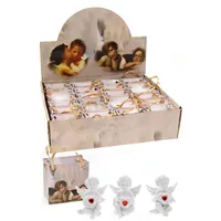 Ellug 24er Set sitzender weißer Engel mit Herz und