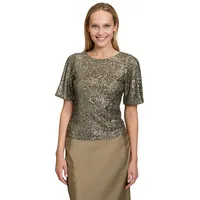 Vera Mont Pailletten-Bluse mit Flügelärmeln in Turf | Gr.: