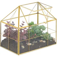 Relaxdays Pflanzenterrarium, Glas & Kupfer, HBT: 21x23x14 cm, Deko