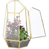 Relaxdays Pflanzenterrarium, Glas & Kupfer, HBT: 26x18x15 cm, Glaskasten