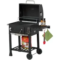 Relaxdays Holzkohlegrill Grillwagen schwarz