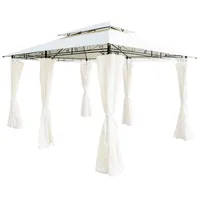 Lex Ersatzdach Pavillon 4x3m wasserdicht Gartenpavillon Doppeldach beige