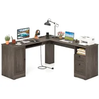 Costway Schreibtisch L-Form mit Ladestation 168 x 168 x