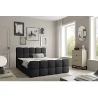 Fun Möbel Boxspringbett Schlafzimmerbett SATINE 200x220cm Stoff Coral Schwarz