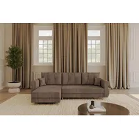 Altdecor Ecksofa mit Schlaffunktion und Bettkasten APOL-L 242x175x90 Braun
