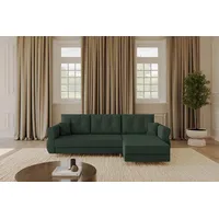 Altdecor Ecksofa mit Schlaffunktion und Bettkasten APOL-L 242x175x90 Grün