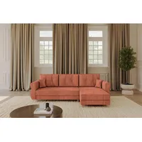 Altdecor Ecksofa mit Schlaffunktion und Bettkasten APOL-L 242x175x90 Apricot