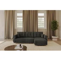 Altdecor Ecksofa mit Schlaffunktion und Bettkasten APOL-L 242x175x90 Schwarz