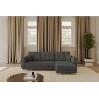 Altdecor Ecksofa mit Schlaffunktion und Bettkasten APOL-L 242x175x90 Dunkelgrau