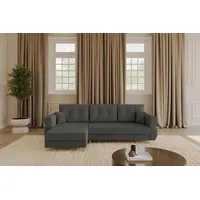 Altdecor Ecksofa mit Schlaffunktion und Bettkasten APOL-L 242x175x90 Dunkelgrau