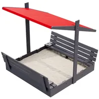 QLS Holz-Sandkasten 150 cm mit Sitzbank und Dach, Abdeckung