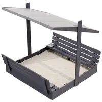 QLS Sandkasten aus Holz 150x150 cm mit Sitzbank Dach