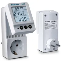 Peaktech 9037 Energiekostenmessgerät, Strommessgerät/Strommesser 0,1W Auflösung mit schwenkbarer Anzeige
