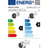 Berlin Tires 205/55 ZR17 95W Summer UHP 2 XL