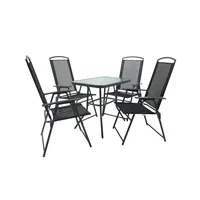 VCM 5-tlg Gartenmöbel Set Sitzgruppe Essgruppe 1xTisch, 4x Stühle