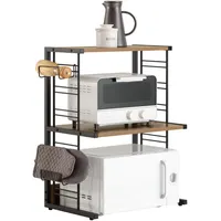 SoBuy Mikrowellenregal mit 3 Ablagen Dunkelbraun 52x35x71,5cm Industriell
