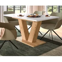Inn.furn Esstisch in weiß und Eiche ausziehbar 150 -
