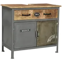 Woodkings Waschbeckenunterschrank Pinetown Badschrank 71x63x35 cm aus Metall und