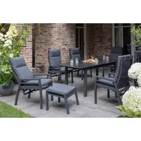 Mr. Deko Gartenmöbelset Relaxsessel Merida + Hocker mit Tisch
