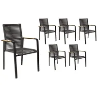 LC Garden 6er Set »Toronto« Stapelstuhl Rope schwarz mit