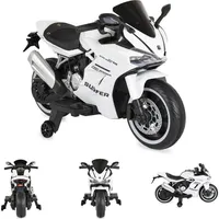 Moni Kinder Elektromotorrad Surfer Stützräder Fußstütze Bluetooth MP3-Ausgang weiß