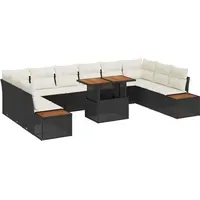 VidaXL Garten-Sofa-Set 11-tlg. Schwarz