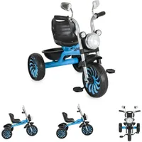Byox Kinderdreirad Captain Musikfunktion Lichter Spiegel Hinterkorb Rückenlehne blau