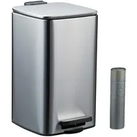 Relaxdays Kosmetikeimer, 8 L, Absenkautomatik, entnehmbarer Inneneimer, Metall, Bad