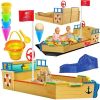 Kidiz KIDIZ® Sandkasten Ahoi Piratenschiff Boot Segelschiff aus Holz