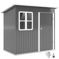 Outsunny Gerätehaus, Dunkelgrau, Metall, 133x190x211 cm, Aufbewahrung & Schutzhüllen,