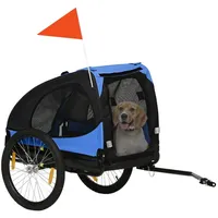 PawHut Hundeanhänger, klappbarer Hunde-Fahrradanhänger, Kunststoff, Stahl, Blau