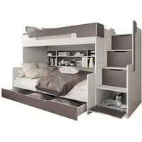 Deine Möbel 24 Etagenbett, Weiß, Grau, Holzwerkstoff, Kinder- &