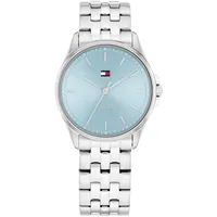 Tommy Hilfiger Uhr mit DREI-Zeiger-Quarzwerkfür Damen, mit Silbernes Edelstahlarmband,