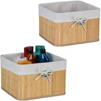 Relaxdays Aufbewahrungskorb Set aus Bambus 34 x 40 x
