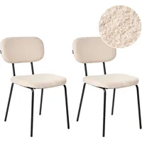 Beliani Esszimmerstuhl Bouclé beige 2er Set