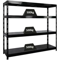 Proregal Profi Schwerlastregal Rhino HxBxT 180x200x60cm 4 Stahlplatten-Ebenen Fachlast