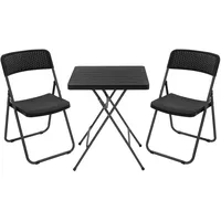 ECD Germany Bistroset Balkon Tisch 2 Stühle Set Rattan