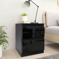 Hti-Living Nachtschrank Kenji Hochglanz Schwarz 2er-Set
