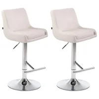 CLP 2er Set Barhocker Club Kunstleder weiß/chrom