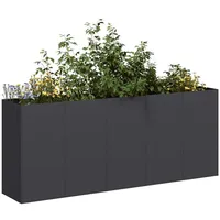 VidaXL Pflanzkübel Schwarz 200x40x80 cm Kaltgewalzter Stahl