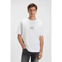 Boss ORANGE T-Shirt Te voyage mit coolem Logo-Druck weiß