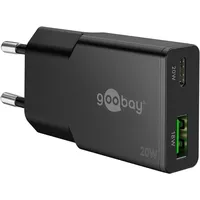 Goobay Dual-Schnellladegerät USB-C PD GaN 20W Slim schwarz