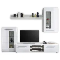 Stella Trading Wohnwand ENRIQUE Weiß Hochglanz - weiß