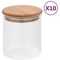 VidaXL Vorratsgläser mit Bambusdeckel 10 Stk. 600 ml