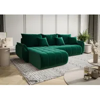 Fun Möbel Ecksofa Schlafsofa AKITA Stoff Monolith Grün Ottomane