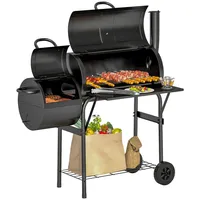 Outsunny Holzkohlegrill aus Stahl BBQ Smoker mit Deckel Thermometer