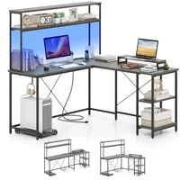 Costway L-förmiger Gaming Schreibtisch mit Monitorständer Grau